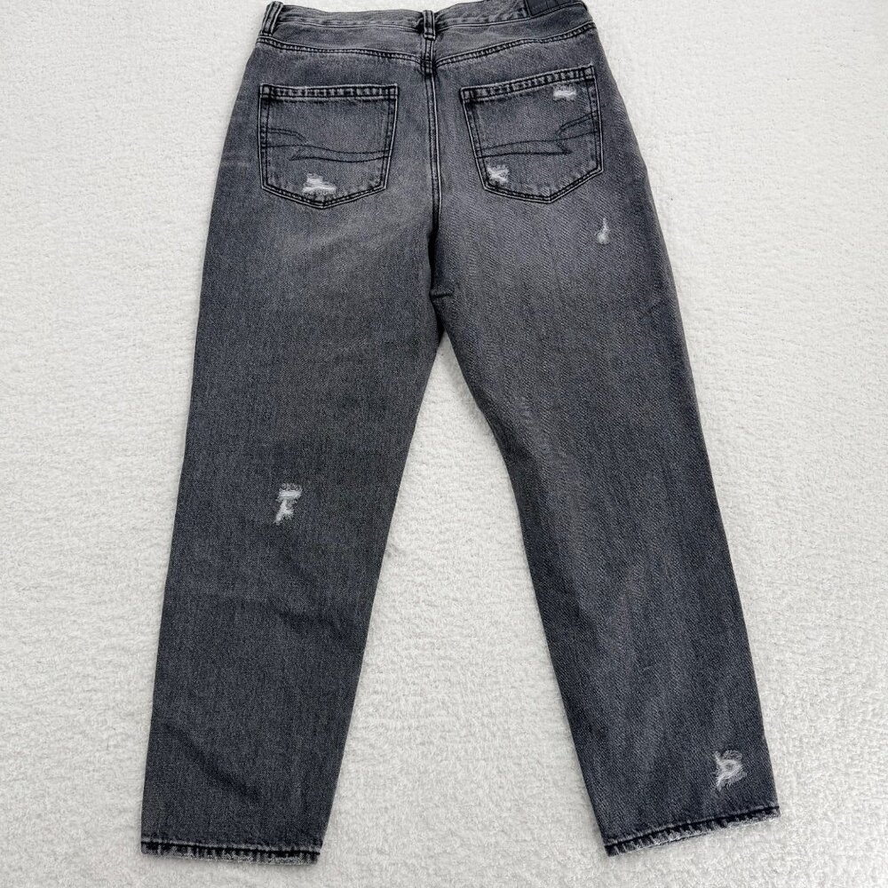 American Eagle Outfitters Womens High-Waisted Black Distressed Jeans Size 8 Shor - Picture 2 of 7
